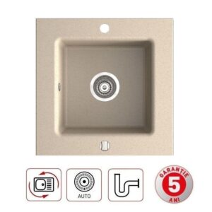 Chiuveta Bucatarie Ferro Granit Kizz Nisip Bej 50x50 - imagine 1